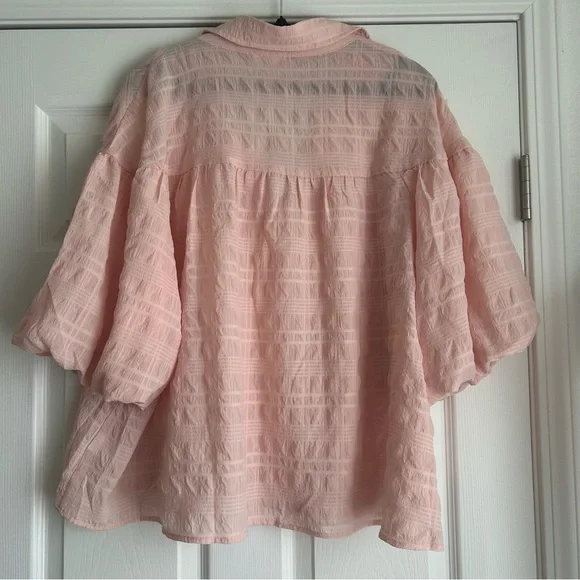 Oddy pink puff sleeve blouses size 2x - Picture 4 of 4